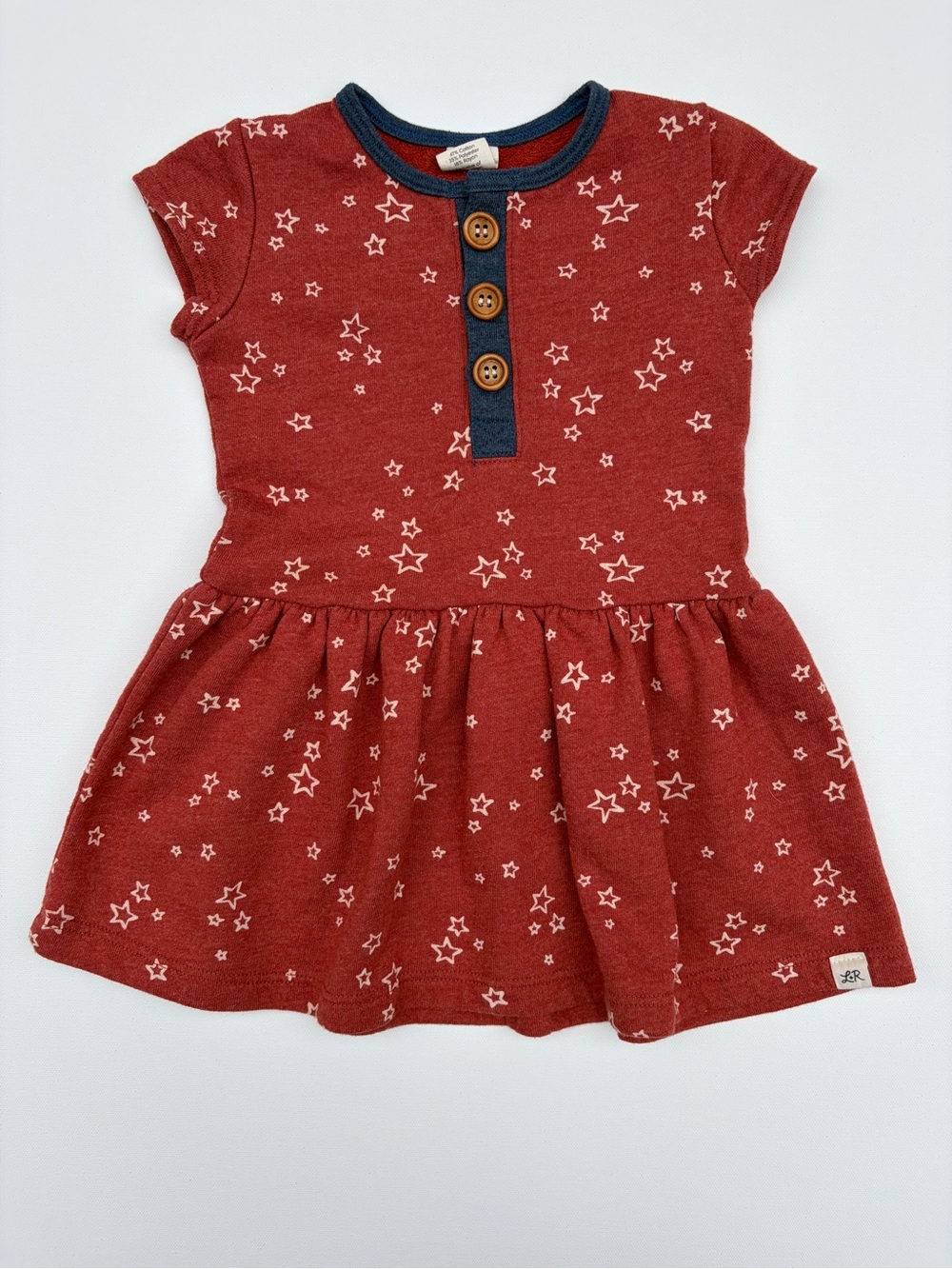 Lulu + Roo Red Star-Print Knit Dress with Button Placket